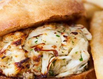 delicious crab cake sandwich at bluffton art and seafood festival