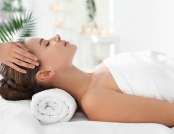 A woman relaxing with a treatment at one of the best spas on Hilton Head Island