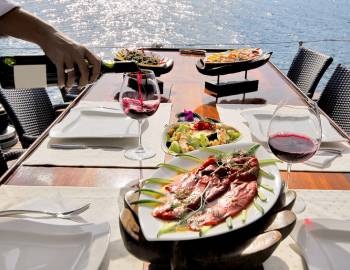 A nice meal with ocean views on a New Year's Eve dinner cruise around Hilton Head Island
