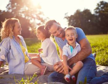 A family having fun at the Sunset Celebration on Hilton Head Island