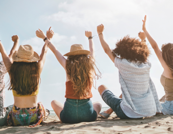 Friends enjoying the beach.