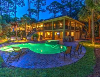 28 surf exterior pool view at night