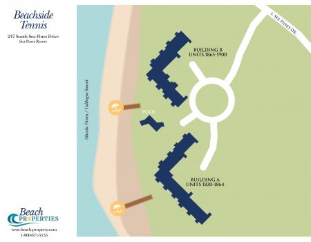 Map of Beachside Tennis Complex Hilton Head Island