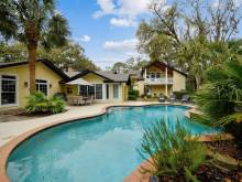 The view of a long term vacation rental with a private pool on Hilton Head Island