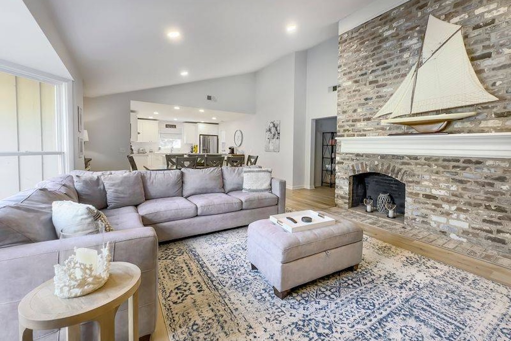 living room view of hilton head rental near RBC heritage tournament