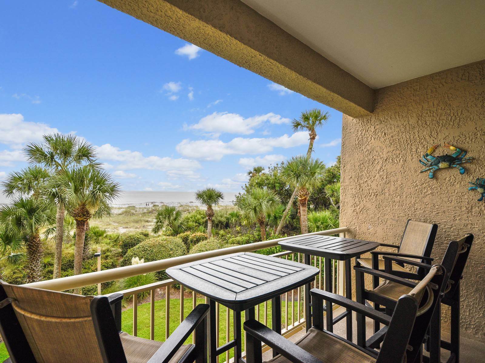 A balcony with a great view at Captain's Walk in Hilton Head Island